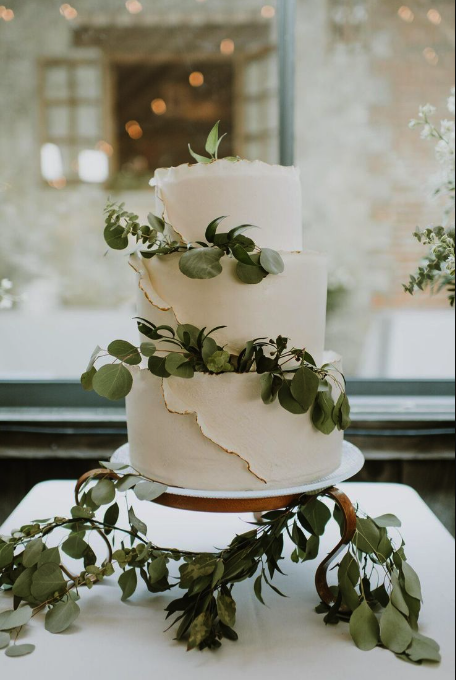 Naked Wedding Cake With Eucalyptus