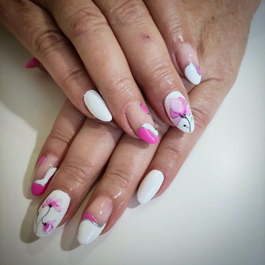 Pink And White Acrylic Nail Designs